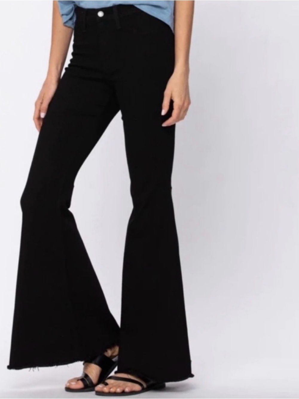 Judy Blue High Waist Super Flare Jeans Size 7/28 Bell Bottoms Frayed Hem 8396